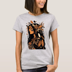 Geschmückte schöne indianische Frau T-Shirt