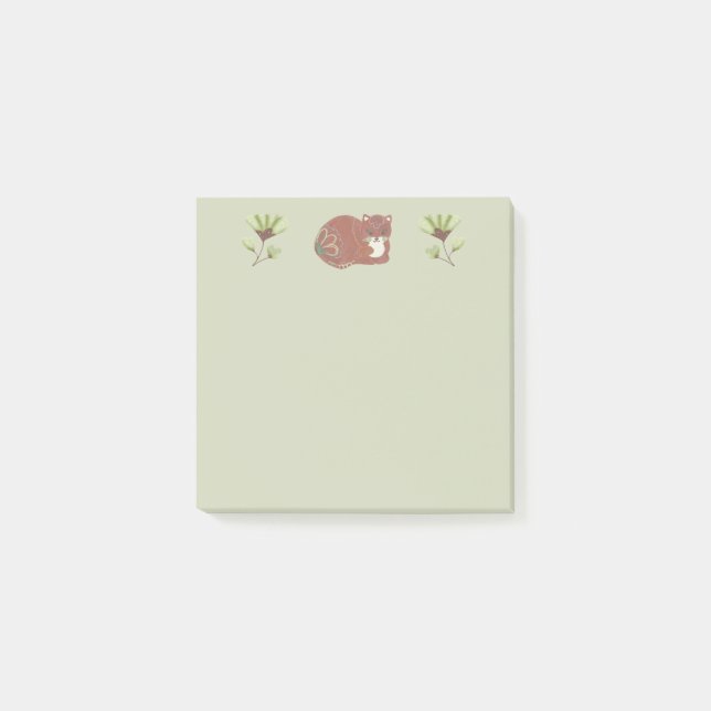 Geschmückte Volkskunst-Katze Post-it Klebezettel (Vorderseite)