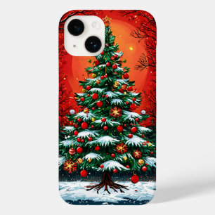 Geschmückter Weihnachtsbaum in einer Winterszene Case-Mate iPhone 14 Hülle