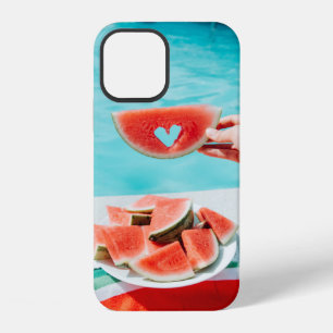 Geschnetzelte Wassermelone auf weißem Papier iPhone 12 Hülle