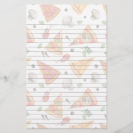 Geschnitten von der Pizza und von den Pilzen Briefpapier