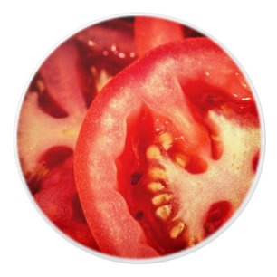 GESCHNITTENE KIRSCHTOMATEN, KERAMIKKNOPF KERAMIKKNAUF