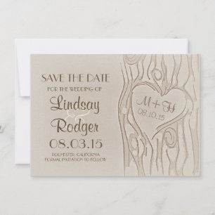 geschnitzte Baum-Rustical-Save-the-Date-Karten Save The Date