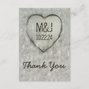 Geschnitzte Herz-Birken-Baum-Hochzeit danken Ihnen Dankeskarte