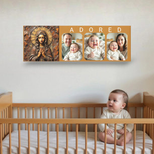 Geschnitzte Hingabe Holz-Maria - GELIEBTE Baby-Fot Leinwanddruck