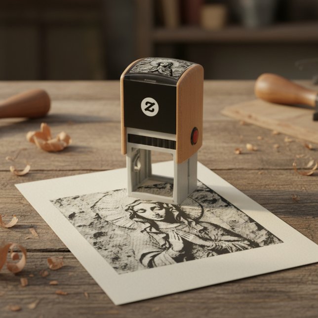 Geschnitzte Hingabe Holz-Maria Permastempel (Von Creator hochgeladen)