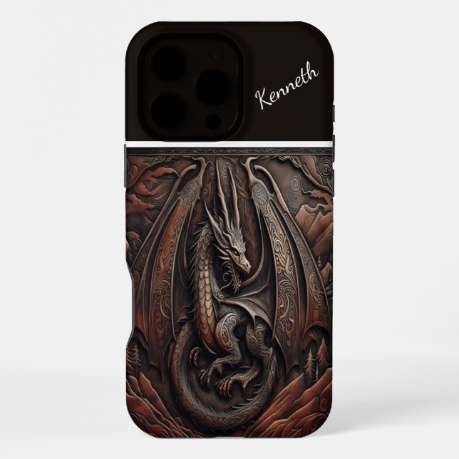 Geschnitzter Bergdrache iPhone Hülle (Rückseite)