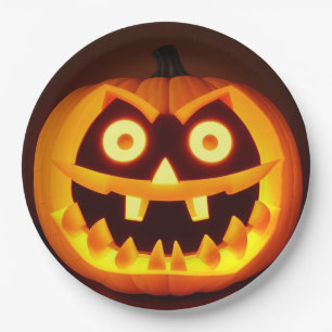 Geschnitzter Halloween-Kürbis Pappteller