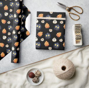 Geschnitzter Kürbis Orange Kristalle Rosen Hallowe Geschenkpapier