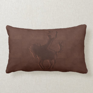 Geschnitzter Ledercowboy auf Pferden (Lumbar Kisse Lendenkissen