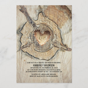 Geschnitztes hölzernes Herz-rustikales Einladung