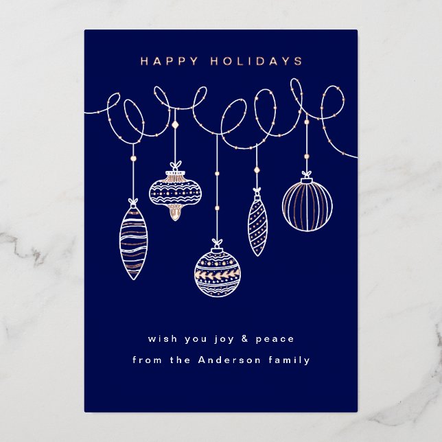 Geschossene Weihnachtsschmuck Folien Feiertagskarte (Vorderseite)