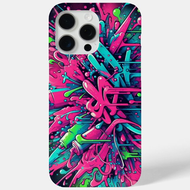 Geschottetes Chaos: Neonfarben-Spritzer Case-Mate iPhone Hülle (Rückseite)