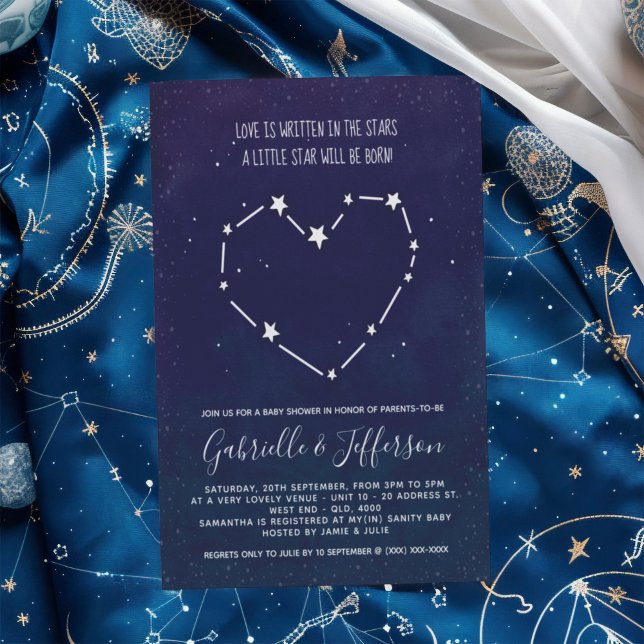 Geschrieben in der Stars Baby-Dusche gepriesen Einladung (To celebrate your miracle we present an inspirational “Written In The Stars” baby shower invitation.)