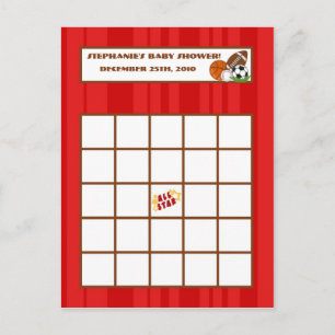 Geschriebene Bingo Card All-Star Red Einladungspostkarte