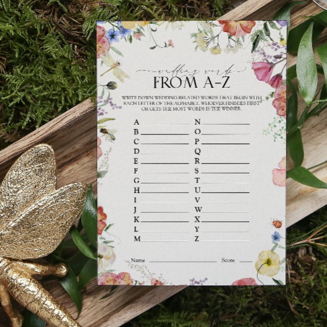 Geschriebene Blumenworte A-Z Shower Game (Bridal Shower Games!)