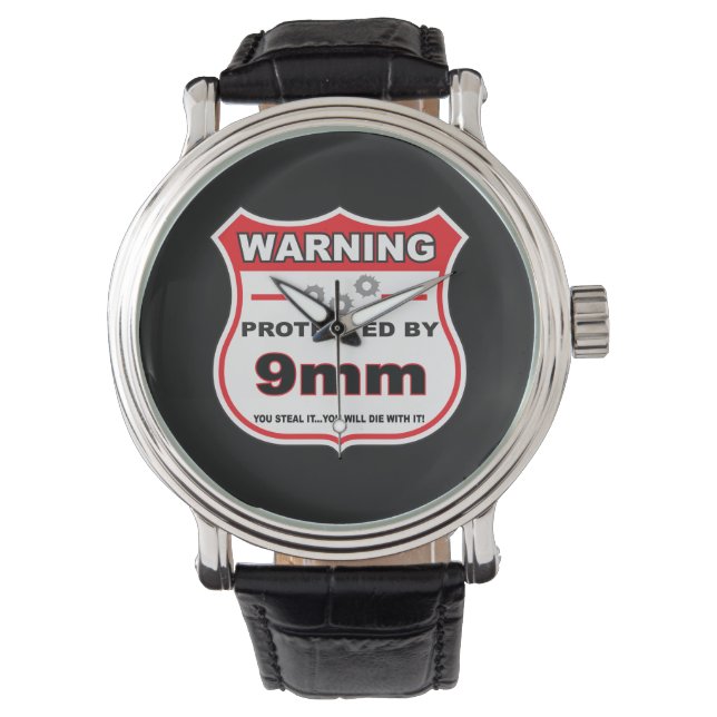 geschützt durch 9 mm Schild Armbanduhr (Vorderseite)