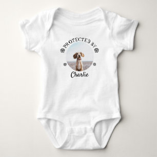 Geschützt Durch Hund Foto Baby Design Strampler