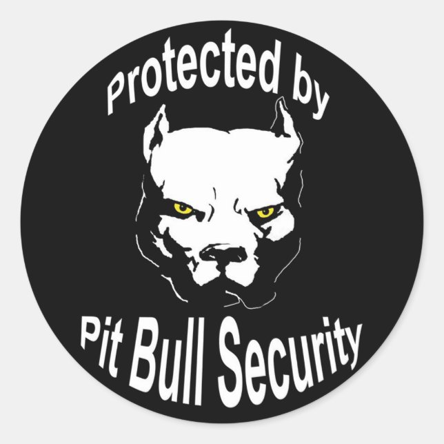 Geschützt durch Pit Bull Security Runder Aufkleber (Vorderseite)