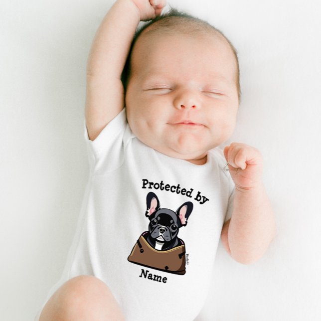 Geschützt durch Welpenhundeame Black Bull Dog Baby Strampler (Available in different color French Bull Dogs to match your own.)