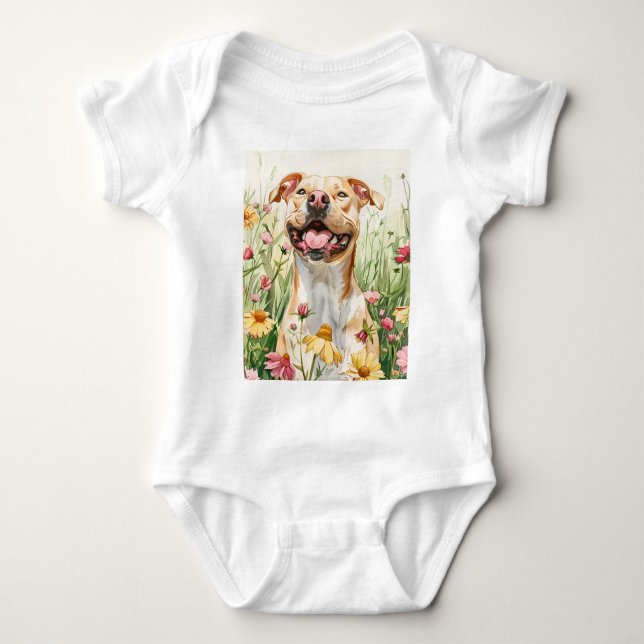 Geschützt von Pit Bull Baby Strampler (Vorderseite)