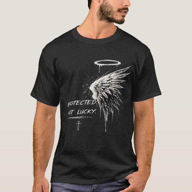 Geschütztes Engel-Flügel-Design ohne Glück T-Shirt (Vorderseite)