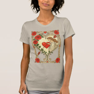 Geschütztes Herz Vintage Art Nouveau Romanze T-Shirt