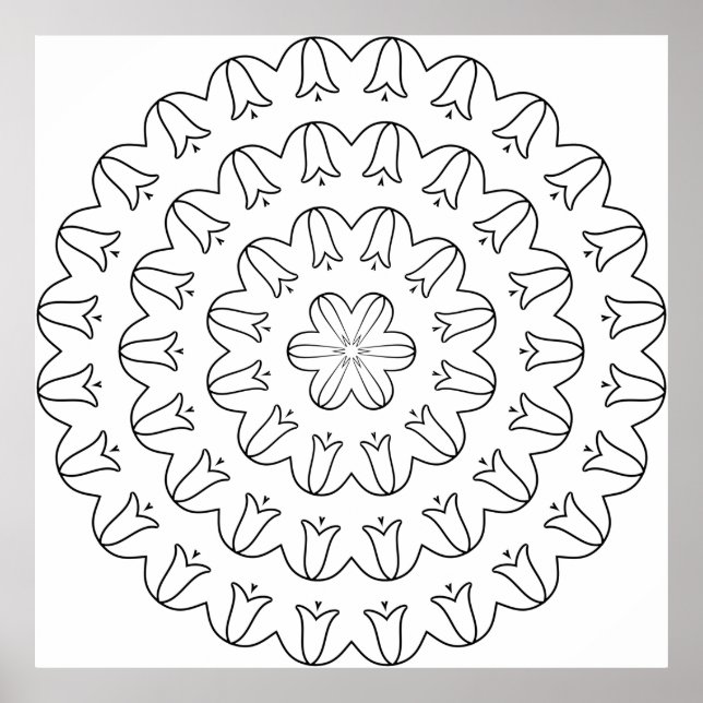 Geschweifter Tulpen-Ring-Mandala mit sanftem Blüte Poster (Vorne)
