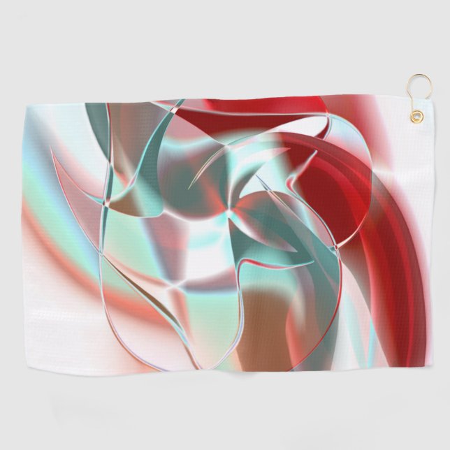 Geschweißte, kreisförmige Stücke in weichem rotem  Golfhandtuch (Horizontal)