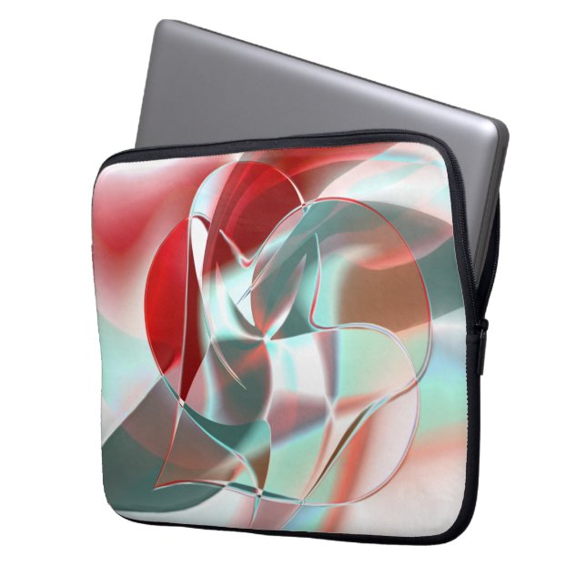 Geschweißte, kreisförmige Stücke in weichem rotem  Laptopschutzhülle (Vorderseite Links)