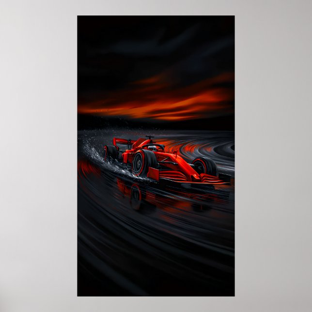 Geschwindigkeit: Roter Formel-Rennwagen Poster (Vorne)
