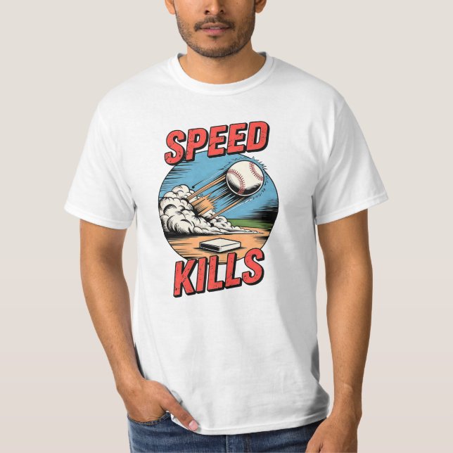 Geschwindigkeit tötet Baseball-Fastball-Explosion T-Shirt (Vorderseite)