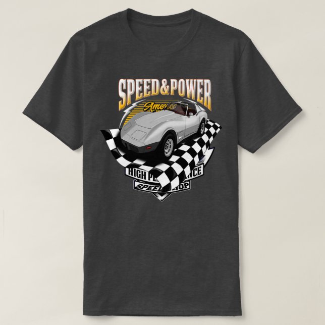 Geschwindigkeit und Power von amerikanischen Muske T-Shirt (Design vorne)