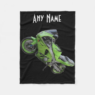 Geschwindigkeits-Motorrad-Decke Kawasakis grüne Fleecedecke