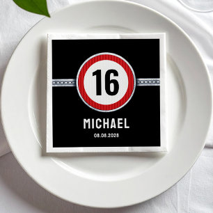 Geschwindigkeitsbegrenzung 16. Geburtstag Serviette
