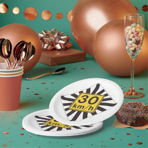 Geschwindigkeitsbegrenzung 30 Straßenzeichen Pappteller