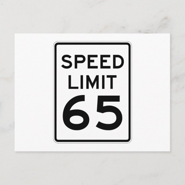 Geschwindigkeitsbegrenzung 65 MPH-Zeichen Postkarte (Vorderseite)