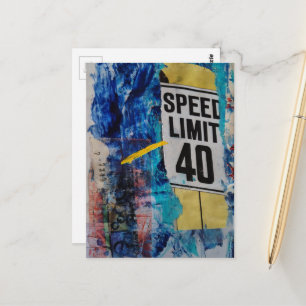 Geschwindigkeitsbegrenzung ist 40 Mixed-Media-Coll Postkarte