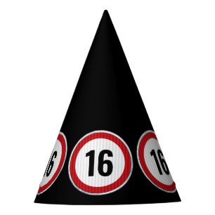 Geschwindigkeitsbegrenzung zum 16. Geburtstag Partyhütchen