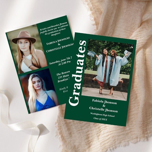 Geschwister der blauen Marine Abschluss Doppelter  Einladung (Von Creator hochgeladen)