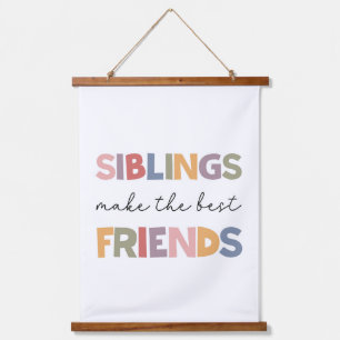 Geschwister machen die besten Freunde Wandteppich Mit Holzrahmen