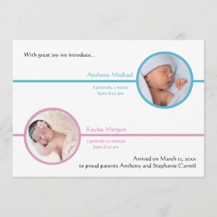 Geschwister Zwei Foto Geburtsanzeige Ankündigung