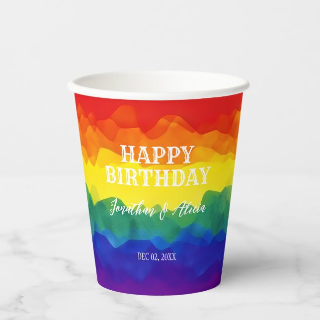 Geschwulstfarbener Regenbogen Pappbecher (Vorderseite)