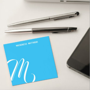 Geschwungene Monogramm Farbige Blaue Benutzerdefin Post-it Klebezettel