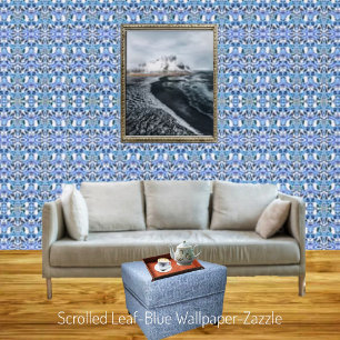 Gescrolltes Blatt-Blau Tapete