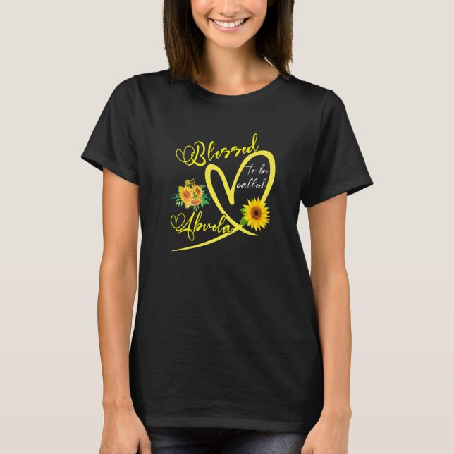 Gesegnet, als Abuela Sonnenblume Herzmutter genann T-Shirt (Vorderseite)