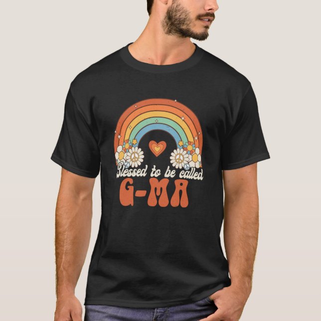 Gesegnet, als G Ma Groovy Rainbow Mother T-Shirt (Vorderseite)
