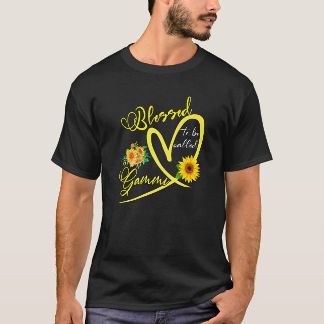 Gesegnet, als Gammi Sonnenblumen Herz Mütter genan T-Shirt (Vorderseite)