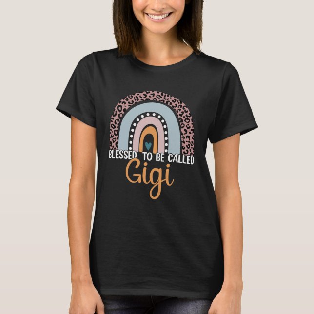 Gesegnet, als Gigi Rainbow Leopard Mama Gran T-Shirt (Vorderseite)