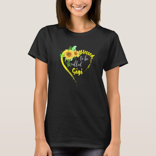 Gesegnet, als Gigi Sonnenblume Gigi Mutter genannt T-Shirt (Vorderseite)